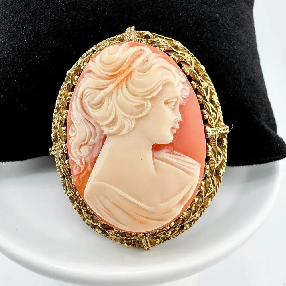 Vintage Cameo Brooch Victorian Elegance Timeless Large Chunky Goth Retro